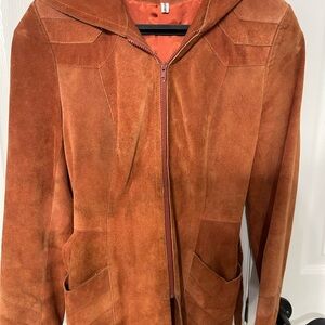 Rust Suede Jacket with Hood
